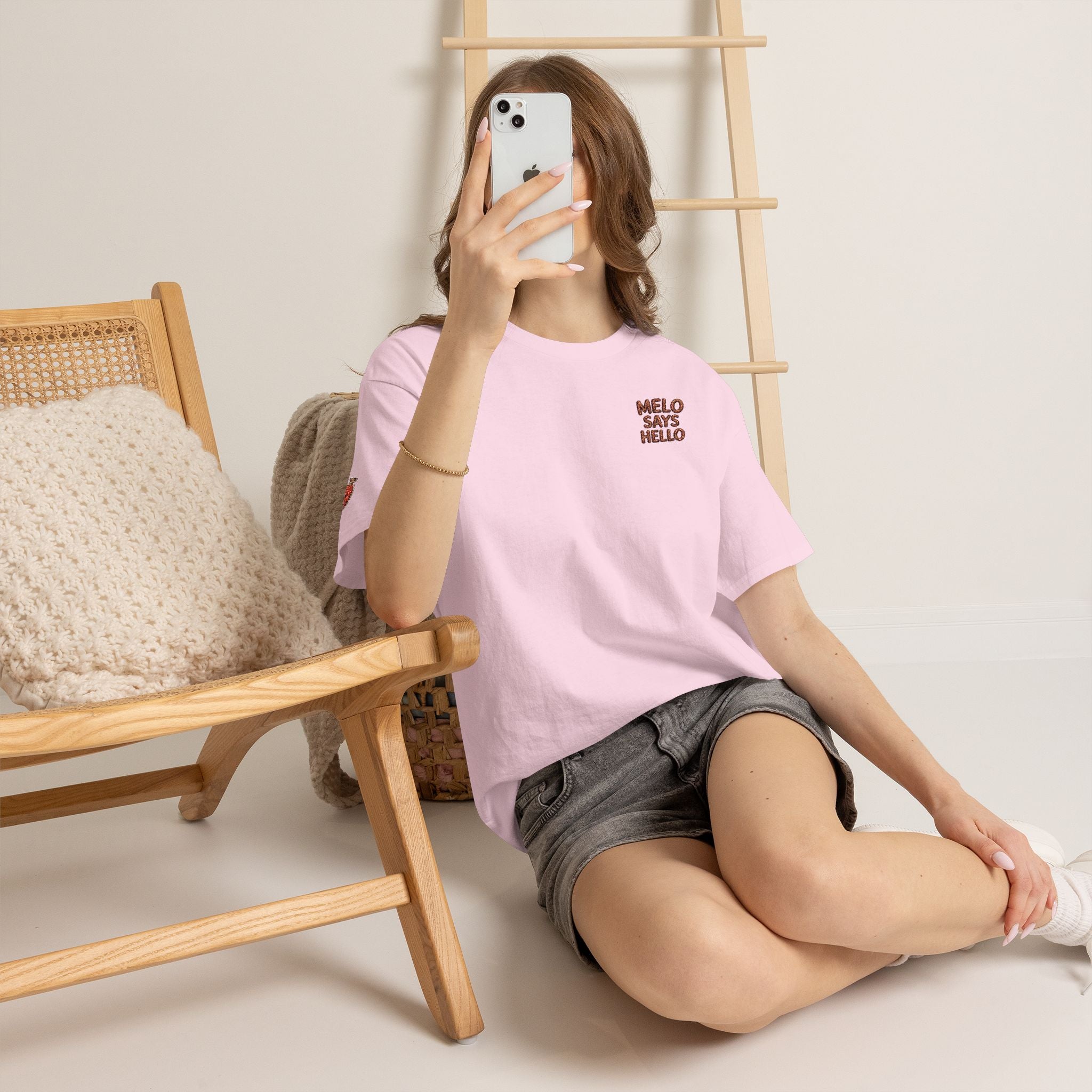 Melo Says Hello T-Shirt - Text Logo (Embroidered)