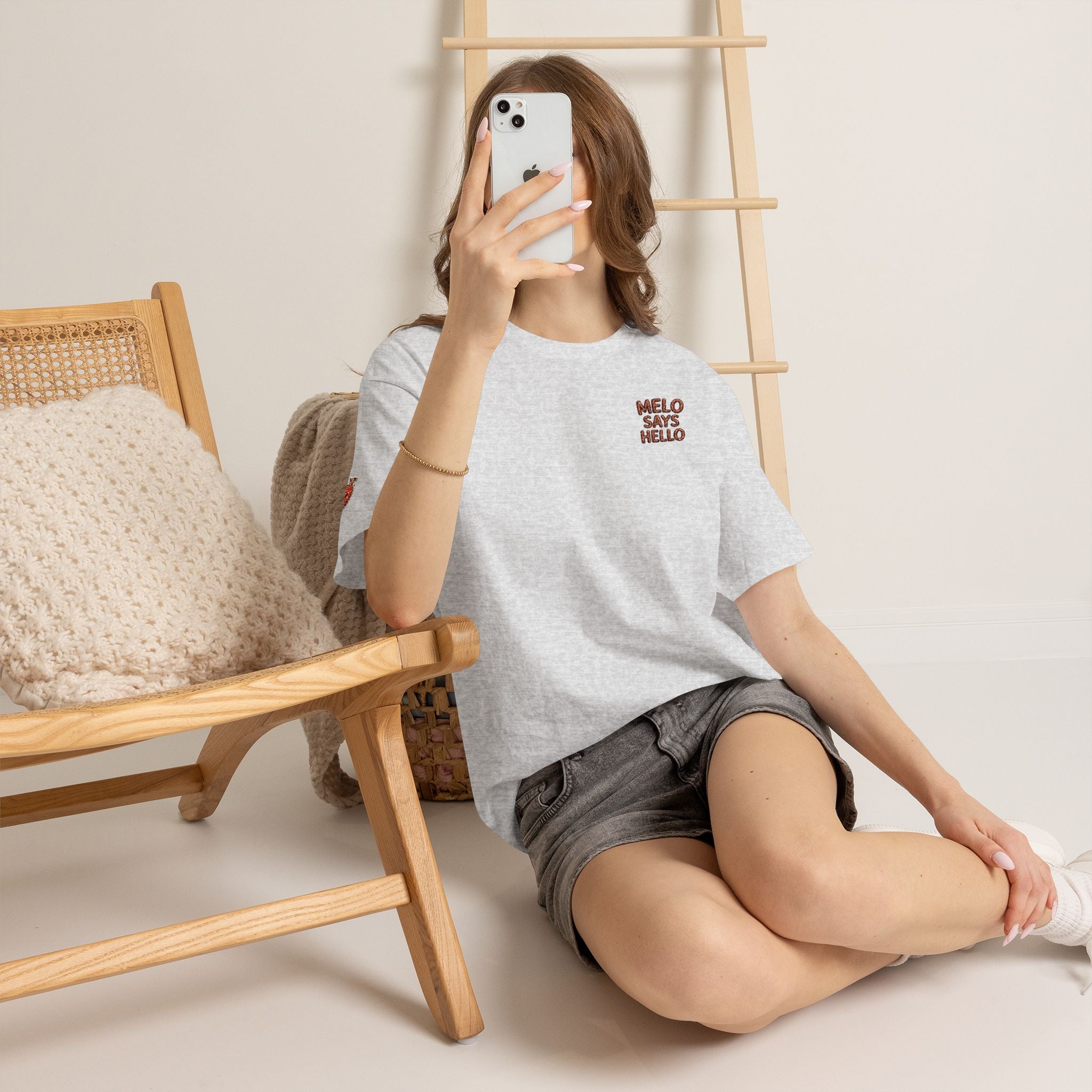 Melo Says Hello T-Shirt - Text Logo (Embroidered)