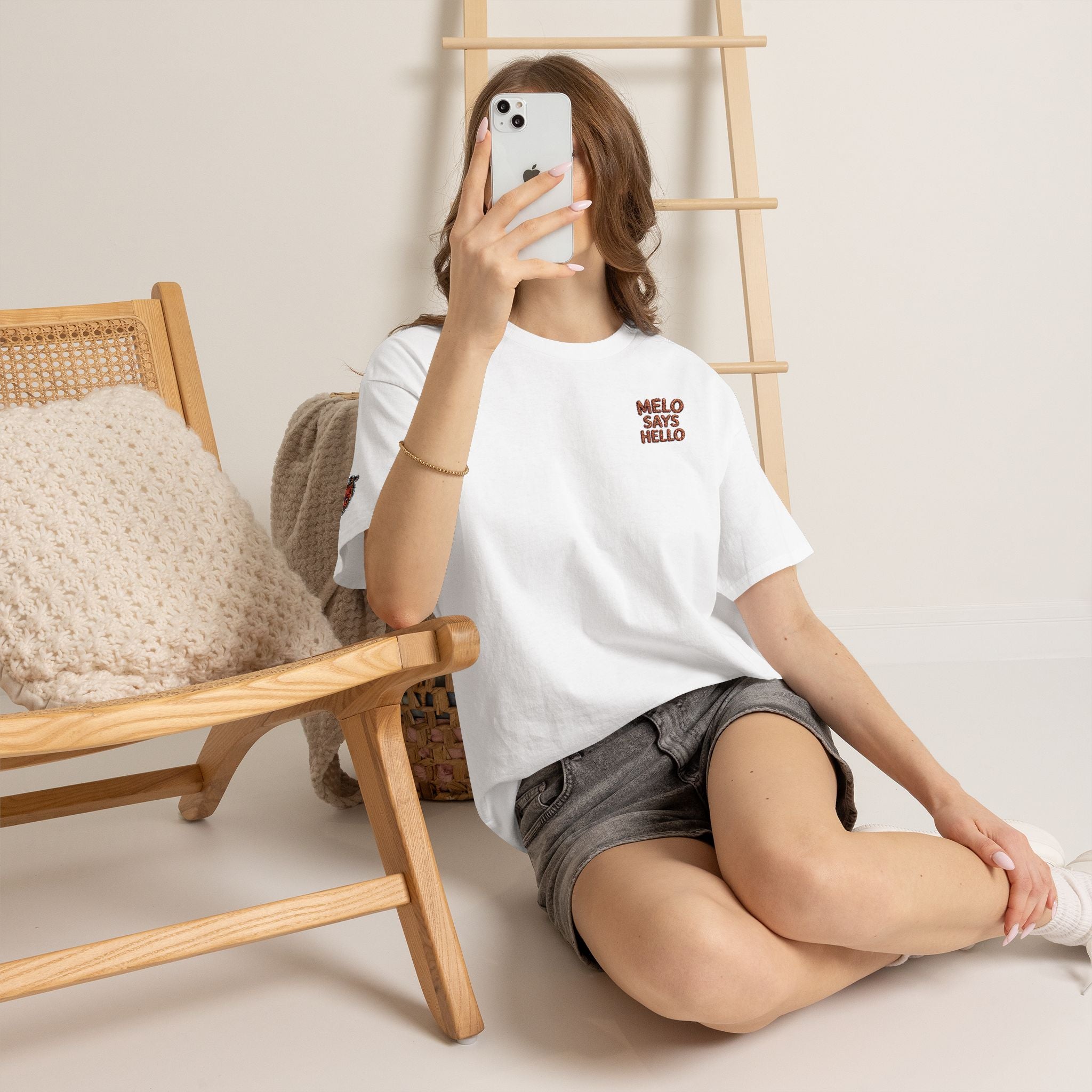 Melo Says Hello T-Shirt - Text Logo (Embroidered)